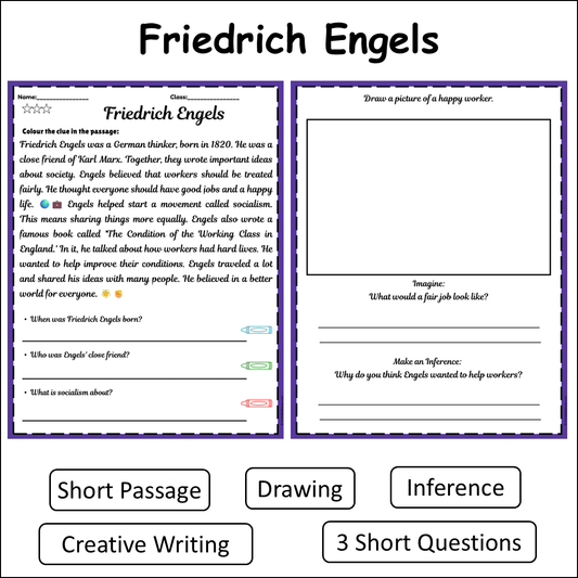 Friedrich Engels | Short Reading Comprehension Creative Worksheet