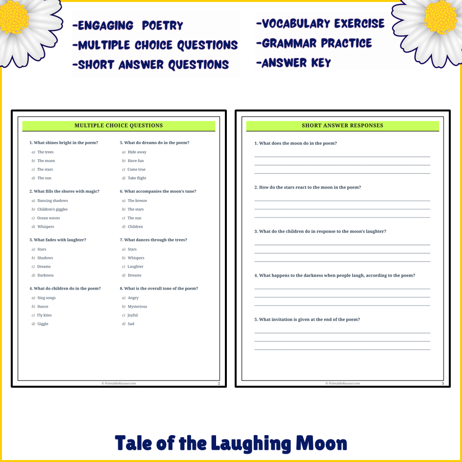 Tale of the Laughing Moon | Poem Grammar Worksheet Printable Activity