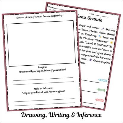Ariana Grande | Short Reading Comprehension Creative Worksheet