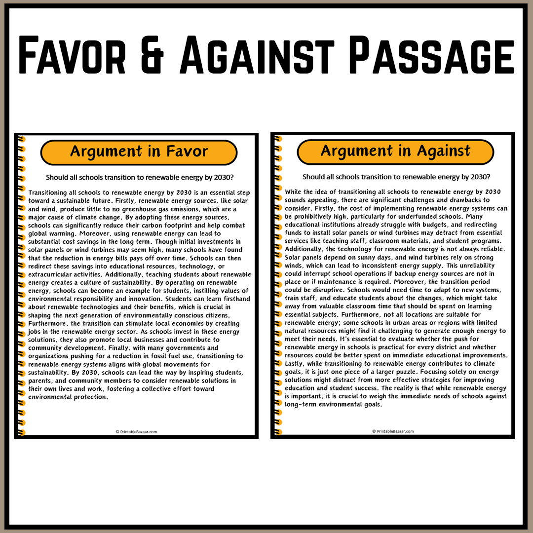 Should all schools transition to renewable energy by 2030? | Debate Case Study Worksheet