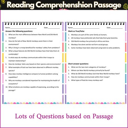 All About Monkeys | Reading Comprehension Passage and Questions