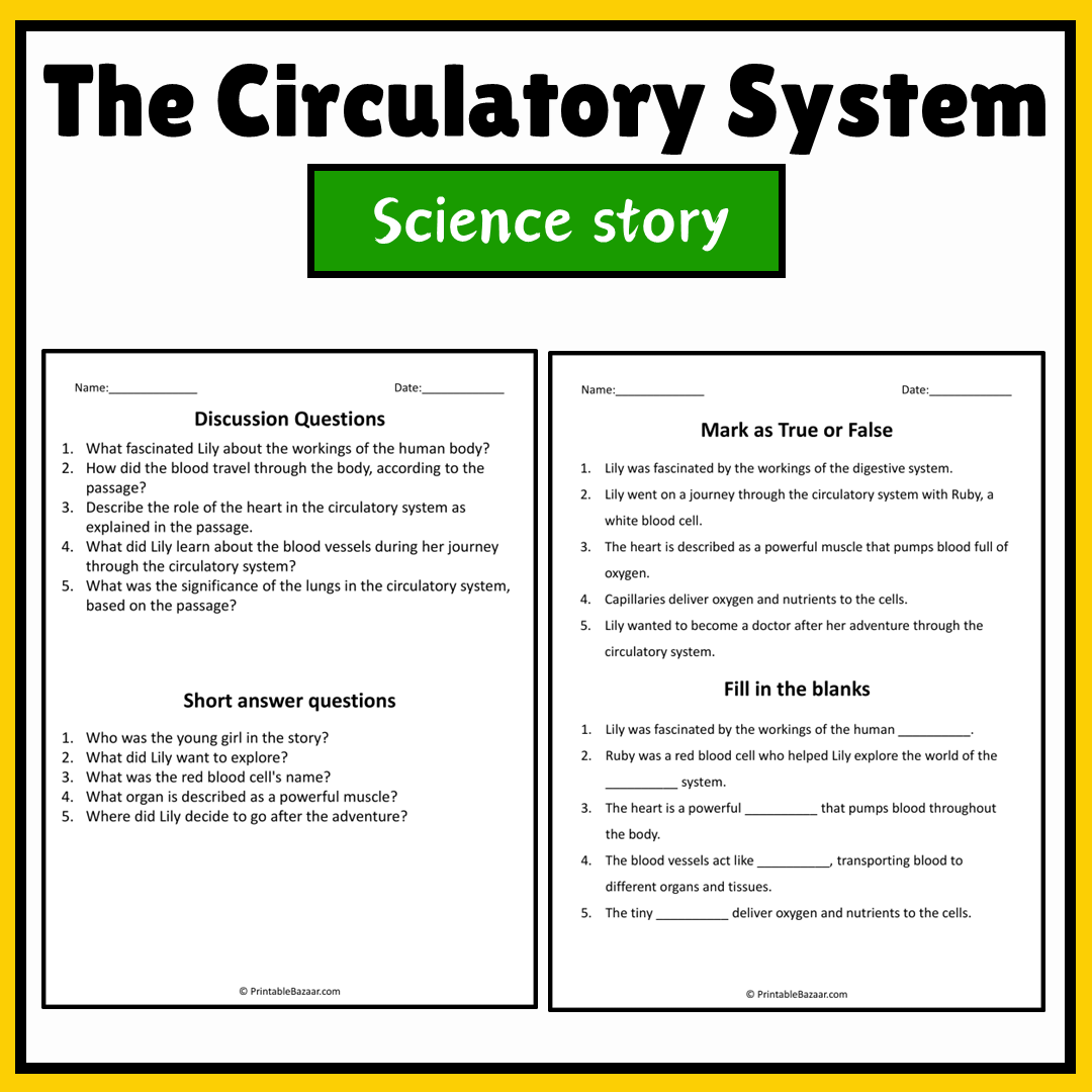 The Circulatory System | Science Story Reading Comprehension Activity