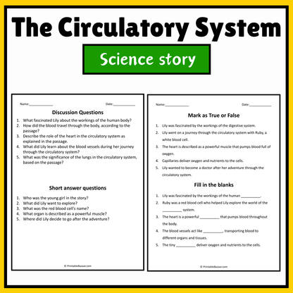 The Circulatory System | Science Story Reading Comprehension Activity