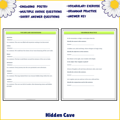 Hidden Cave | Poem Grammar Worksheet Printable Activity