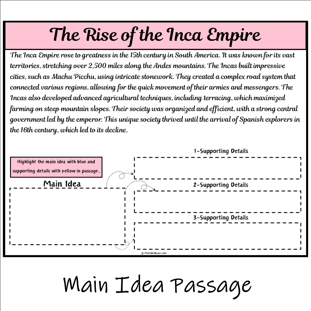 The Rise of the Inca Empire | Main Idea and Supporting Details Reading Passage and Questions