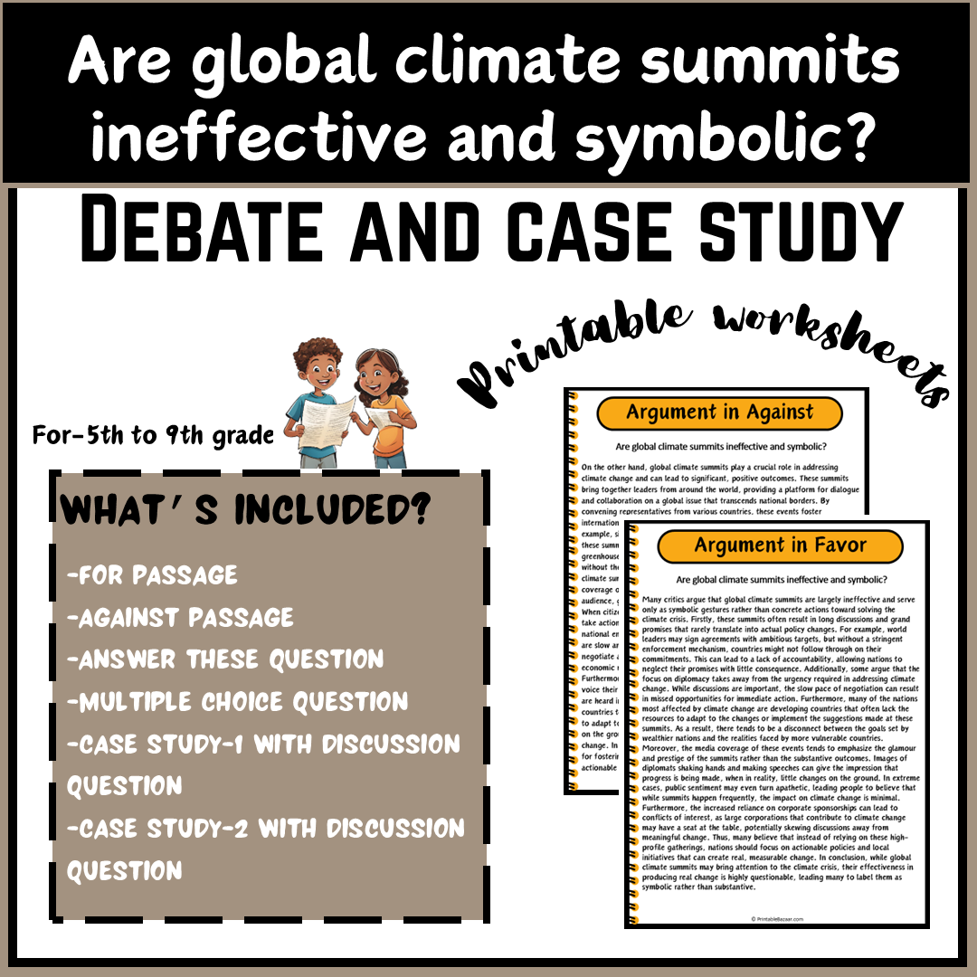 Are global climate summits ineffective and symbolic? | Debate Case Study Worksheet