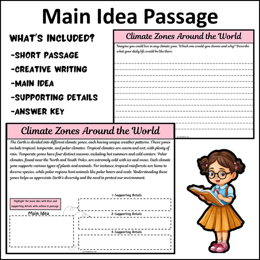 Climate Zones Around the World | Main Idea and Supporting Details Reading Passage and Questions