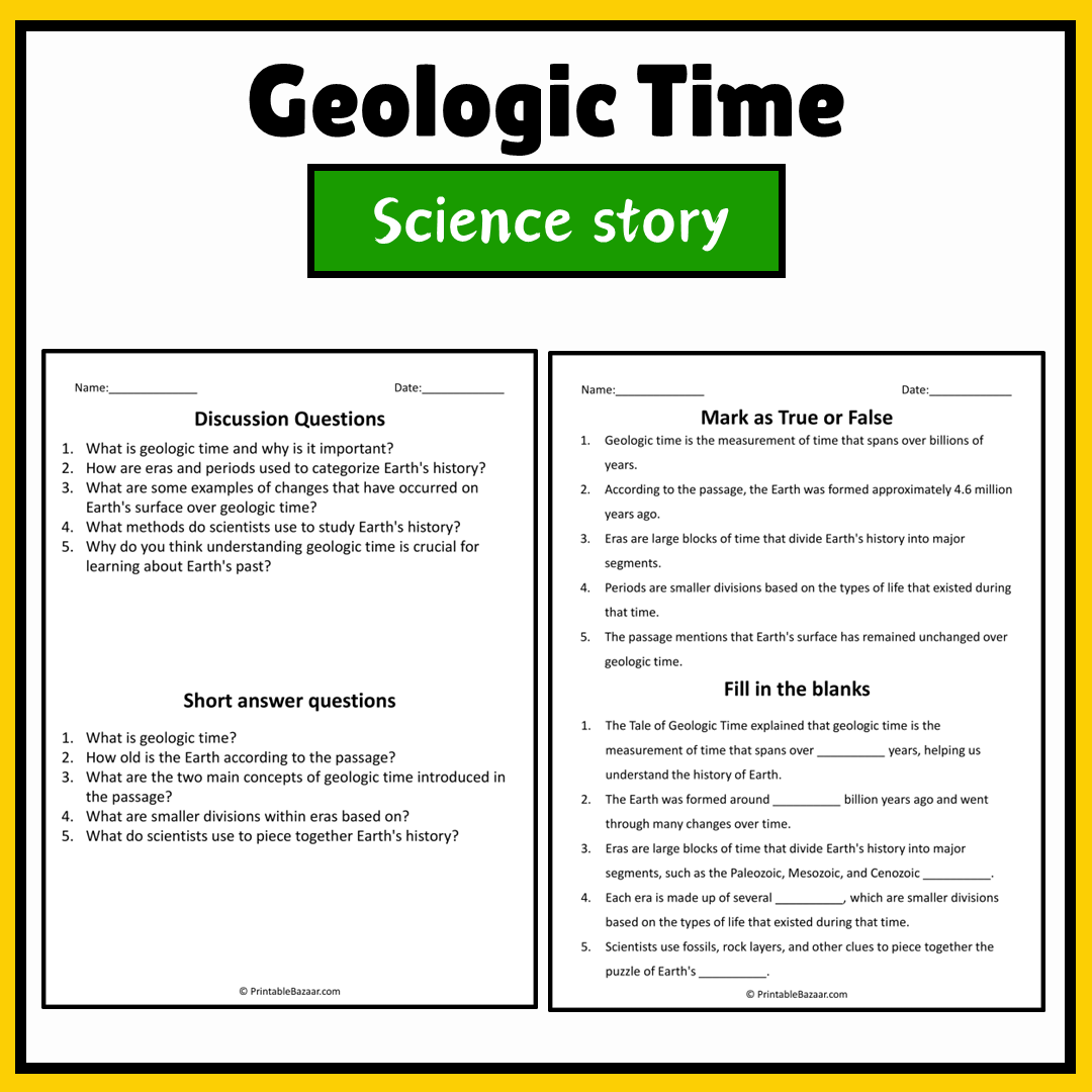 Geologic Time | Science Story Reading Comprehension Activity