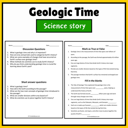 Geologic Time | Science Story Reading Comprehension Activity