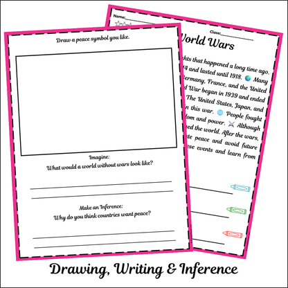 World Wars | Short Reading Comprehension Creative Worksheet