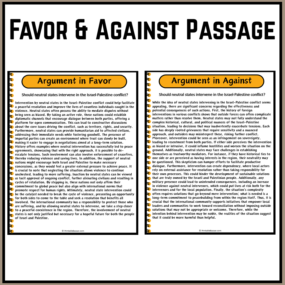 Should neutral states intervene in the Israel-Palestine conflict? | Debate Case Study Worksheet