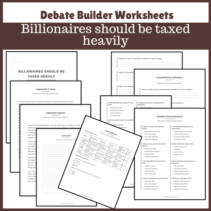 Billionaires should be taxed heavily | Favour and Against Worksheet Printable Activity