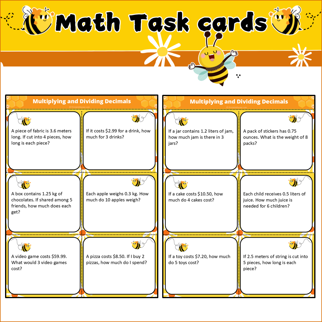 Multiplying and Dividing Decimals | Math Task Cards