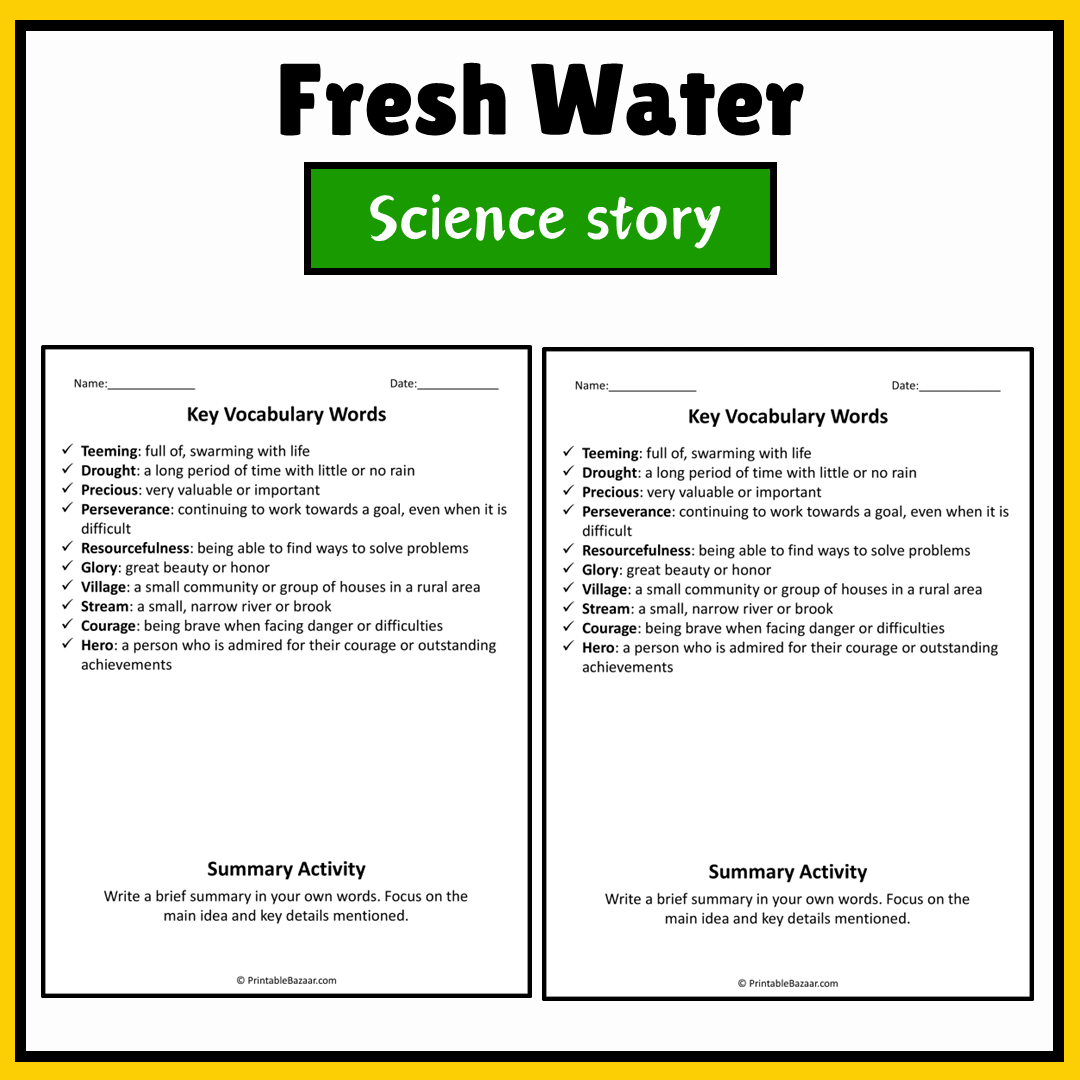 Fresh Water | Science Story Reading Comprehension Activity