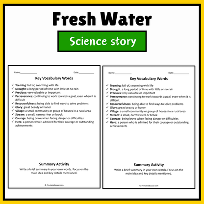 Fresh Water | Science Story Reading Comprehension Activity