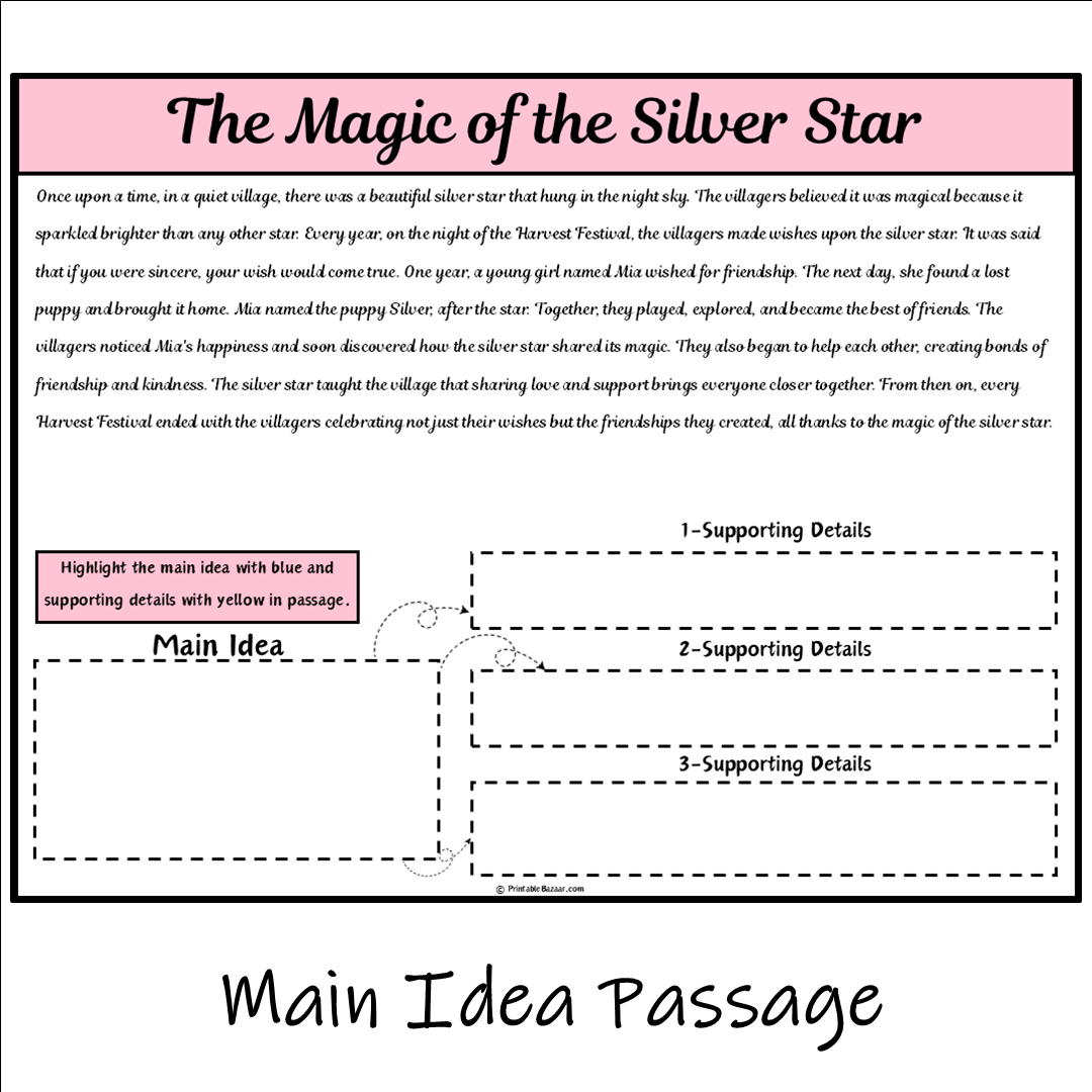 The Magic of the Silver Star | Main Idea and Supporting Details Reading Passage and Questions