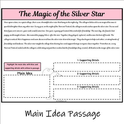 The Magic of the Silver Star | Main Idea and Supporting Details Reading Passage and Questions