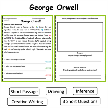 George Orwell | Short Reading Comprehension Creative Worksheet