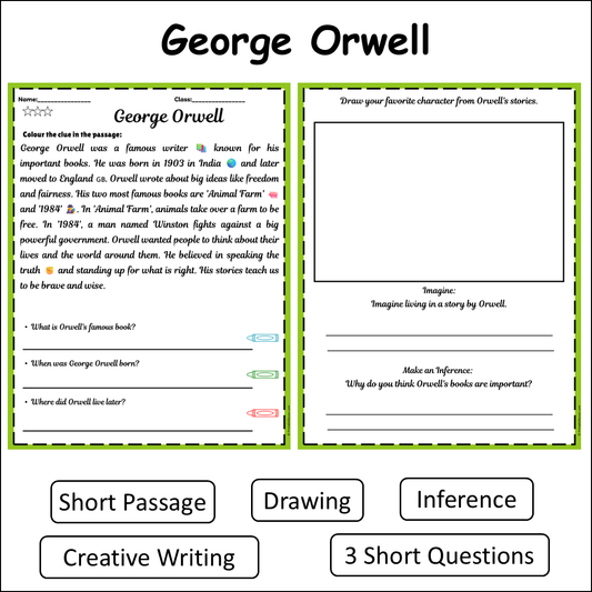 George Orwell | Short Reading Comprehension Creative Worksheet