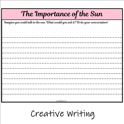 The Importance of the Sun | Main Idea and Supporting Details Reading Passage and Questions