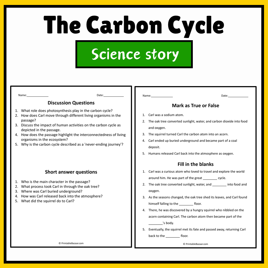 The Carbon Cycle | Science Story Reading Comprehension Activity