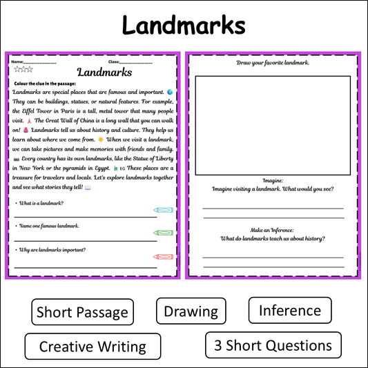 Landmarks | Short Reading Comprehension Creative Worksheet