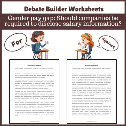 Gender pay gap: Should companies be required to disclose salary information? | Favour and Against Worksheet Printable Activity