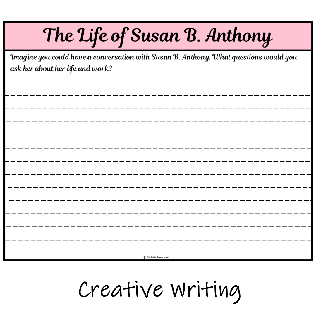 The Life of Susan B. Anthony | Main Idea and Supporting Details Reading Passage and Questions