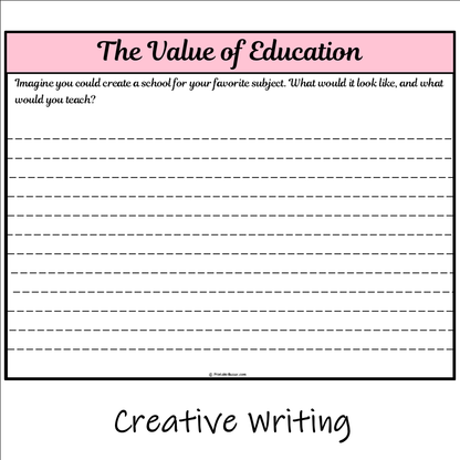 The Value of Education | Main Idea and Supporting Details Reading Passage and Questions