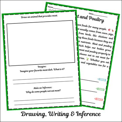 Meat and Poultry | Short Reading Comprehension Creative Worksheet