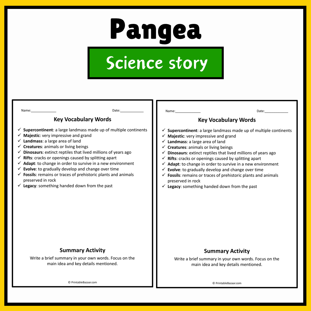 Pangea | Science Story Reading Comprehension Activity