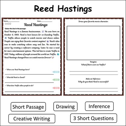 Reed Hastings | Short Reading Comprehension Creative Worksheet