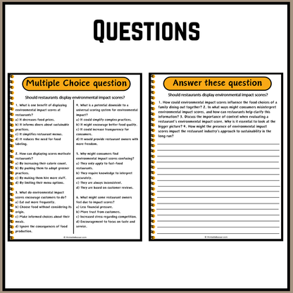 Should restaurants display environmental impact scores? | Debate Case Study Worksheet