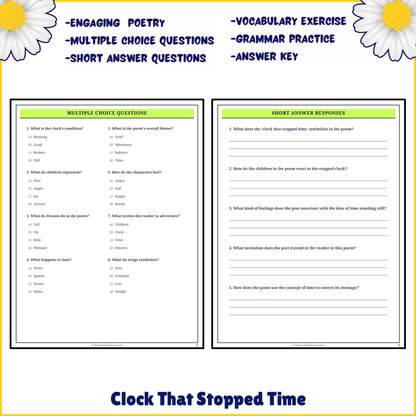 Clock That Stopped Time | Poem Grammar Worksheet Printable Activity