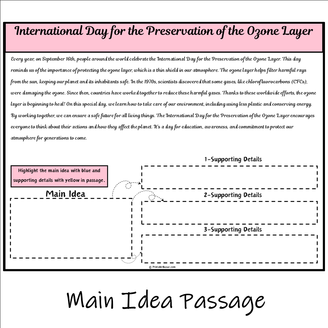 International Day for the Preservation of the Ozone Layer | Main Idea and Supporting Details Reading Passage and Questions