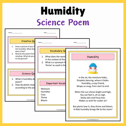 Humidity | Science Poem Reading Comprehension Activity