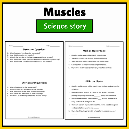 Muscles | Science Story Reading Comprehension Activity