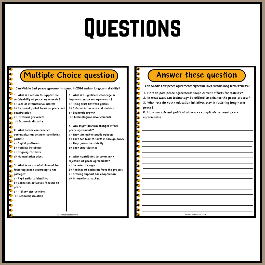 Can Middle East peace agreements signed in 2024 sustain long-term stability? | Debate Case Study Worksheet