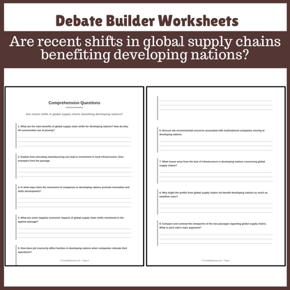 Are recent shifts in global supply chains benefiting developing nations? | Favour and Against Worksheet Printable Activity