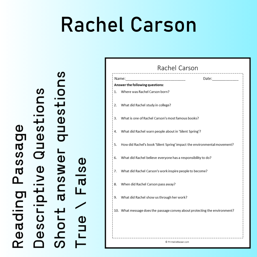 Rachel Carson | Reading Comprehension Passage Printable Worksheet