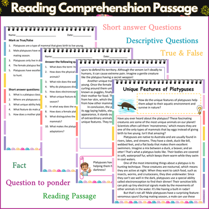 Unique Features of Platypuses | Reading Comprehension Passage and Questions