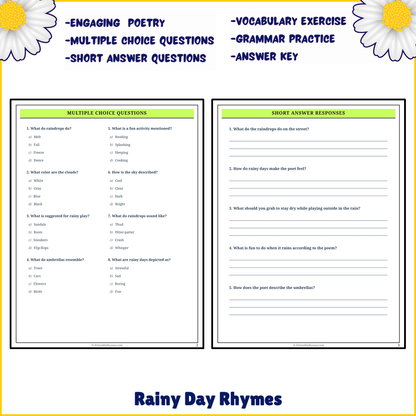 Rainy Day Rhymes | Poem Grammar Worksheet Printable Activity