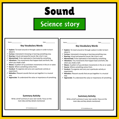 Sound | Science Story Reading Comprehension Activity