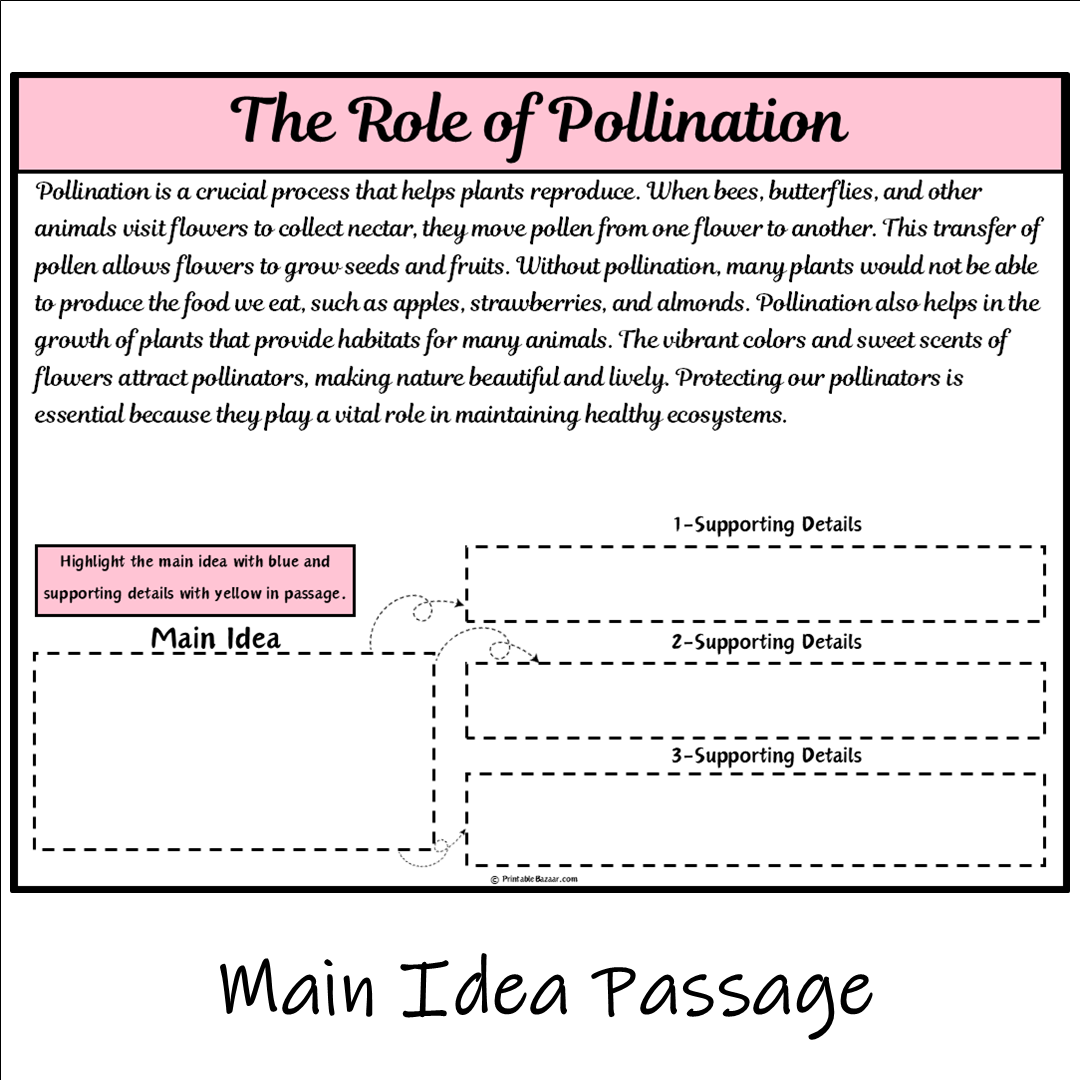 The Role of Pollination | Main Idea and Supporting Details Reading Passage and Questions