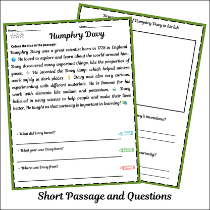 Humphry Davy | Short Reading Comprehension Creative Worksheet