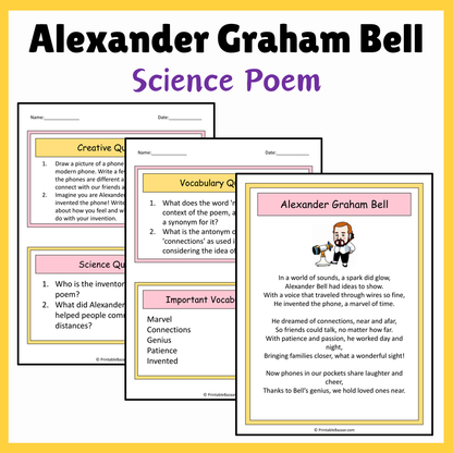 Alexander Graham Bell | Science Poem Reading Comprehension Activity