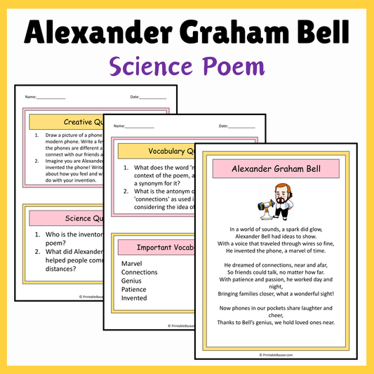 Alexander Graham Bell | Science Poem Reading Comprehension Activity