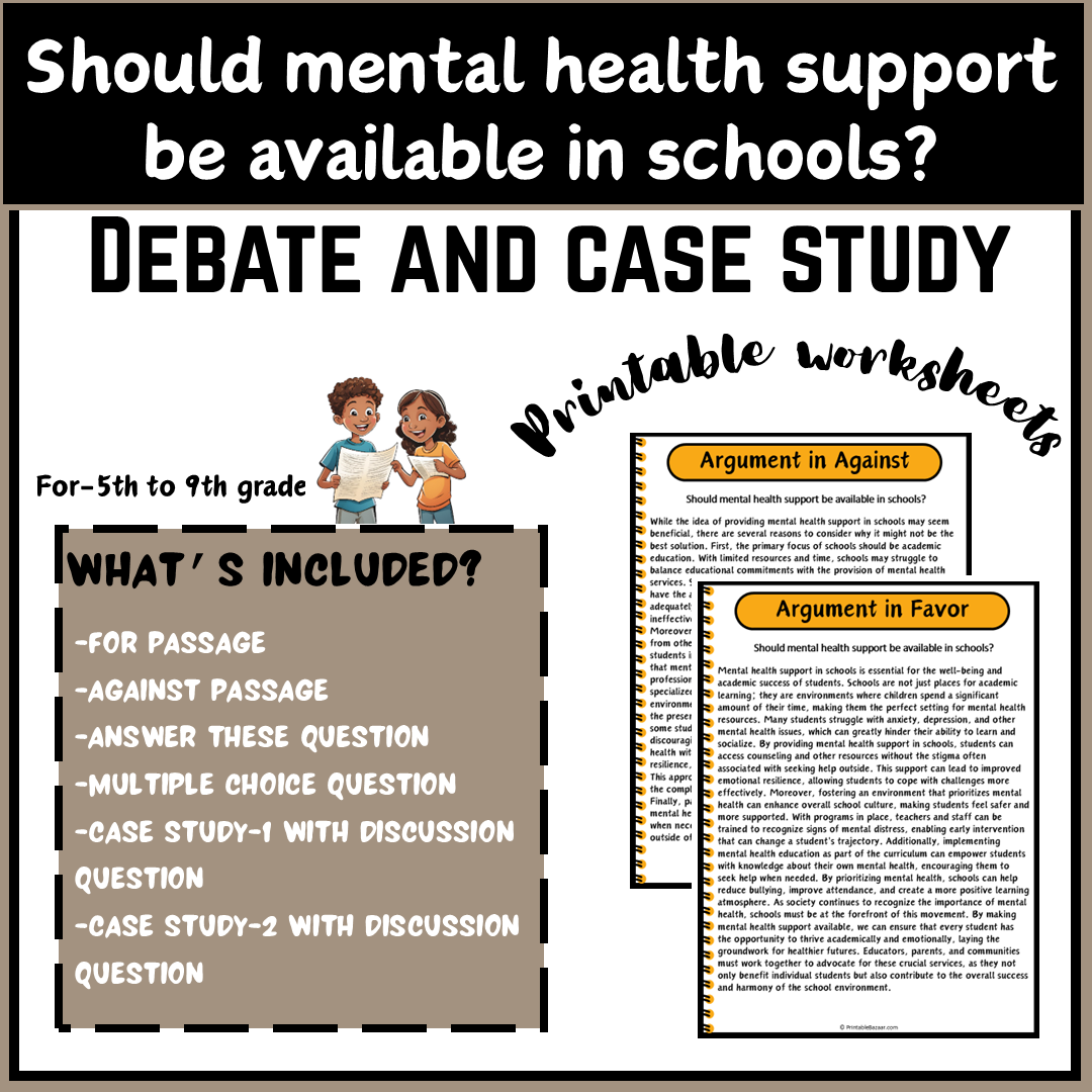 Should mental health support be available in schools? | Debate Case Study Worksheet