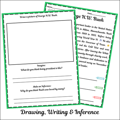George H.W. Bush | Short Reading Comprehension Creative Worksheet