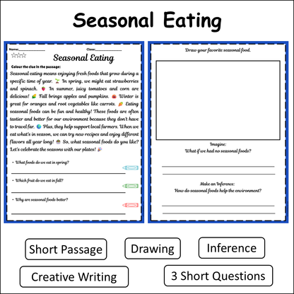 Seasonal Eating | Short Reading Comprehension Creative Worksheet